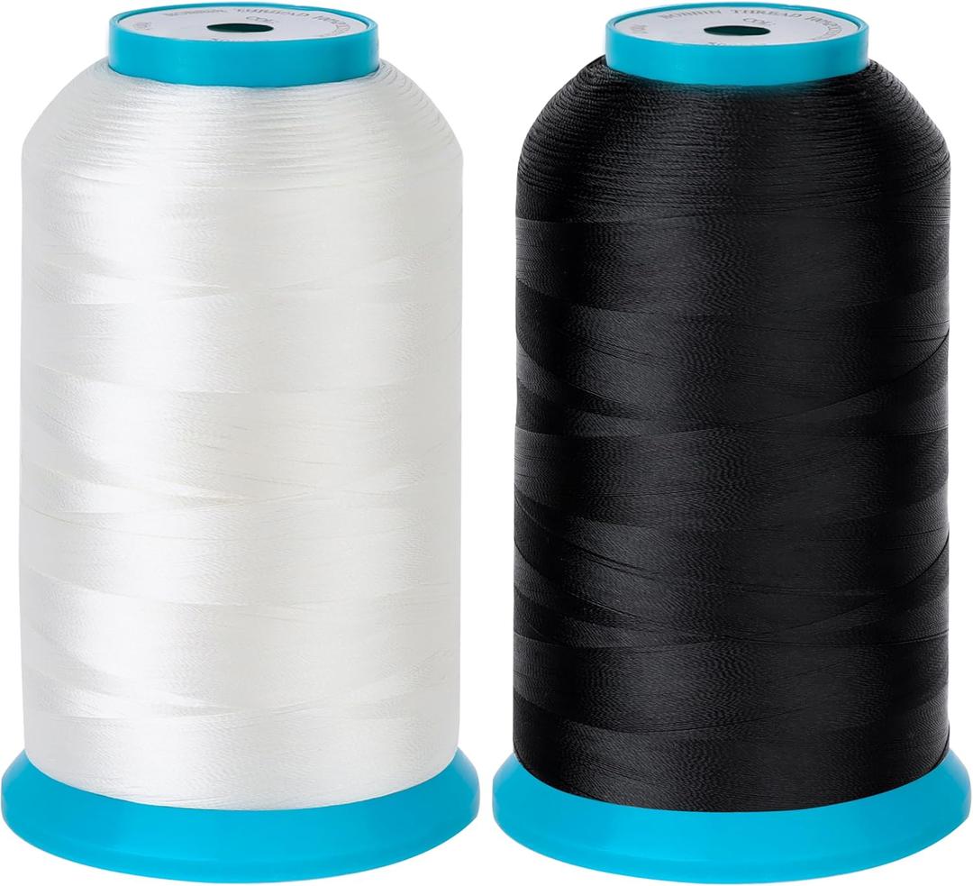 New brothread Set of 2 (Black+White) Bobbin Thread/Bottom Thread 60WT Huge Spool 5000M (5500Y) for Embroidery and Sewing Machines