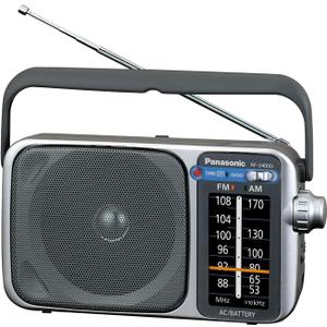 Panasonic Portable AM/FM Radio, Battery Operated Analog Radio, AC Powered, Silver (RF-2400D)