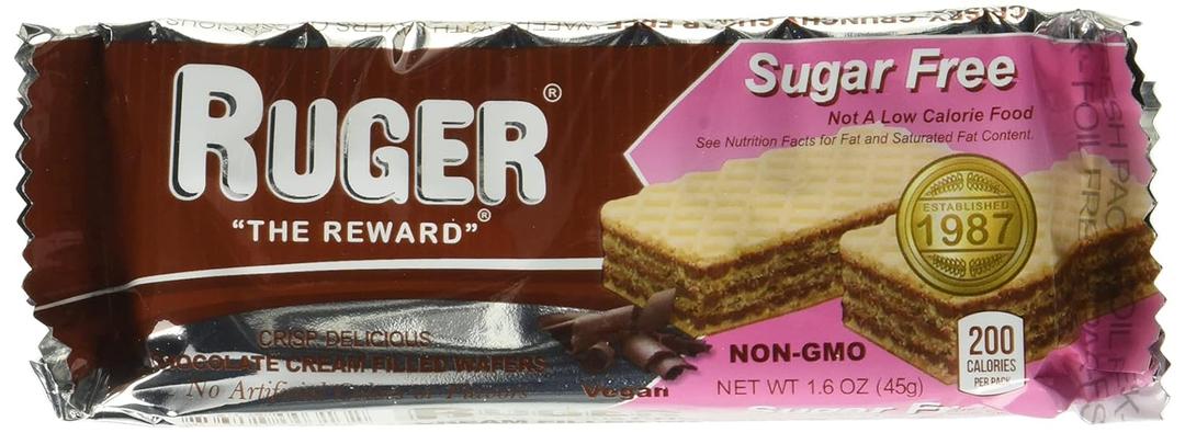 Ruger Chocolate Wafers, Sugar Free, Vegan, 1.6 Ounce (Pack of 12) (EXP 07/11/26)