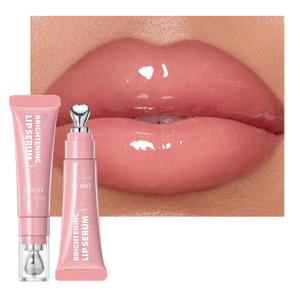 URQT Brightening Lip Serum, Hydrating Glossy Lip Oil with Metal Applicator, Plumping Moisturizing Lip Care Tint, Non-Sticky High Shine Lip Glow for Dry Lips (02# SAKURA BLOSSOM)