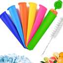 Silicone Ice Pop Mold Wpunwen Popsicle Molds with Lids 6 Pcs Silicone Popsicle Molds Reusable Popsicle Tubes with Clean Brush Durable Pure Color