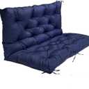 SEAHOME Waterproof Bench Cushion with Backrest, 2 or 3 Seat Swing Replacement Cushions Overstuffed for Garden Patio Furniture Loveseat Swing Outdoor Bench Cushions (39.4 * 39.4 * 3.94inch, Navy Blue)