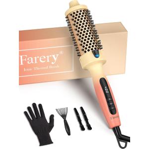 1.77-Inch Thermal Brush - Ceramic Ionic Heated Round Brush for 90's Full-Bodied Style, Volumizing, Smooth Hair & Natural Curls, Dual MCH Heating, Digital Display, 9 Temperature, Dual Voltage (Sunset Orange Gradient)