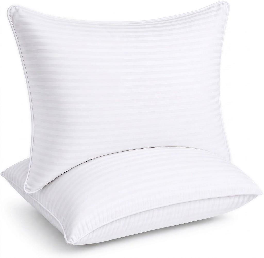 Bed Pillows Standard Size Set of 2 Down Alternative, Bed Pillow for Sleeping, Back, Stomach, Side Sleepers, 100% Cotton Washable Cover, Comfy