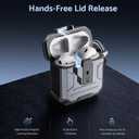 DASFOND Armor Cover AirPods 2nd & 1st Generation Case, Military Grade Full Body Shockproof Protection Hard Case, Support Wireless Charging with Keychain, Magnetic Lid, Front LED Visible, Silver