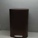 SONGMICS 13 Gallon (50 L) Trash Can, Stainless Steel Kitchen Garbage Can, Recycling or Waste Bin, Soft Close, Step-On Pedal, Removable Inner Bucket, Brown ULTB50BR