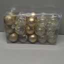 60mm/2.36inch Clear Christmas Ball Ornaments Set, 30ct Champagne Gold Christmas Ornaments Ball for Christmas Tree Decoration Shatterproof Transparent Baubles with Stuffed Decoration for Wedding Party