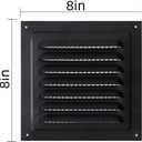 2pcs Attic Vent Soffit Vent Aluminum Wall Vent Metal Shed Vent Square Vent Louver Vent Grille with Built-in Insect Screen for Exterior Door House Attic Garage Ceiling (Black 8" x 8"-2 Pack)