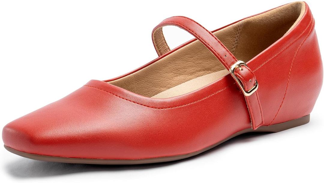 Cusolemore Mary Jane Flat Shoes with Arch Support and Hidden Wedge Heel, Women Ballet Flats, Mary Jane Flats, Comfortable Dress Shoes, 8.5