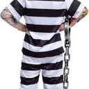 Spooktacular Creations Halloween Prisoner Costume Kids, Jail Costume with Handcuffs for Child Boys Halloween Dress Up Party (M)