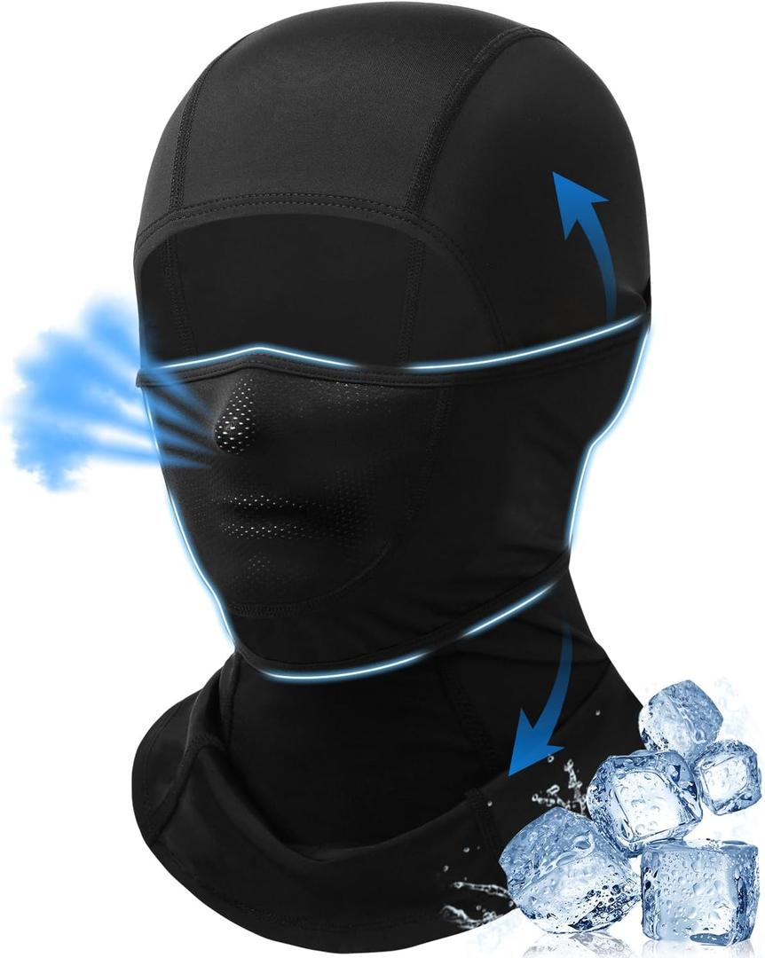 Balaclava Face Mask with Movable Deisgn for Men Women Summer Cooling Shiesty Mask Sun UV Protection-Motorcycle Ski Outdoor (Black)