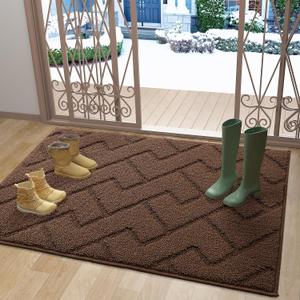 OLANLY Indoor Door Mat, 40x32, Dirt Resistant and Absorbent, Sturdy Non-Slip Rubber Backing, Easy to Clean, Washable Low-Profile Doormat for Entryway, Coffee