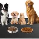 48"x32" Extra Large Pet Food Mat, 1.5MM Super Thick Silicone Dog Mats for Food and Water, XXXL Nonslip Pet Feeding Mats for Floors,Dog Cat Bowl Mat with Raised Edges, Black