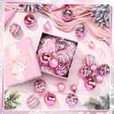 Soulchen 6 Set/36 Pcs Pink Christmas Ball Clusters 1.2" to 2.4" Bubble Gum Pink Ornaments for Christmas Tree DIY Xmas Wreath Shatterproof Glittered Ball Clusters Hanging Ornaments for Xmas Home Decor