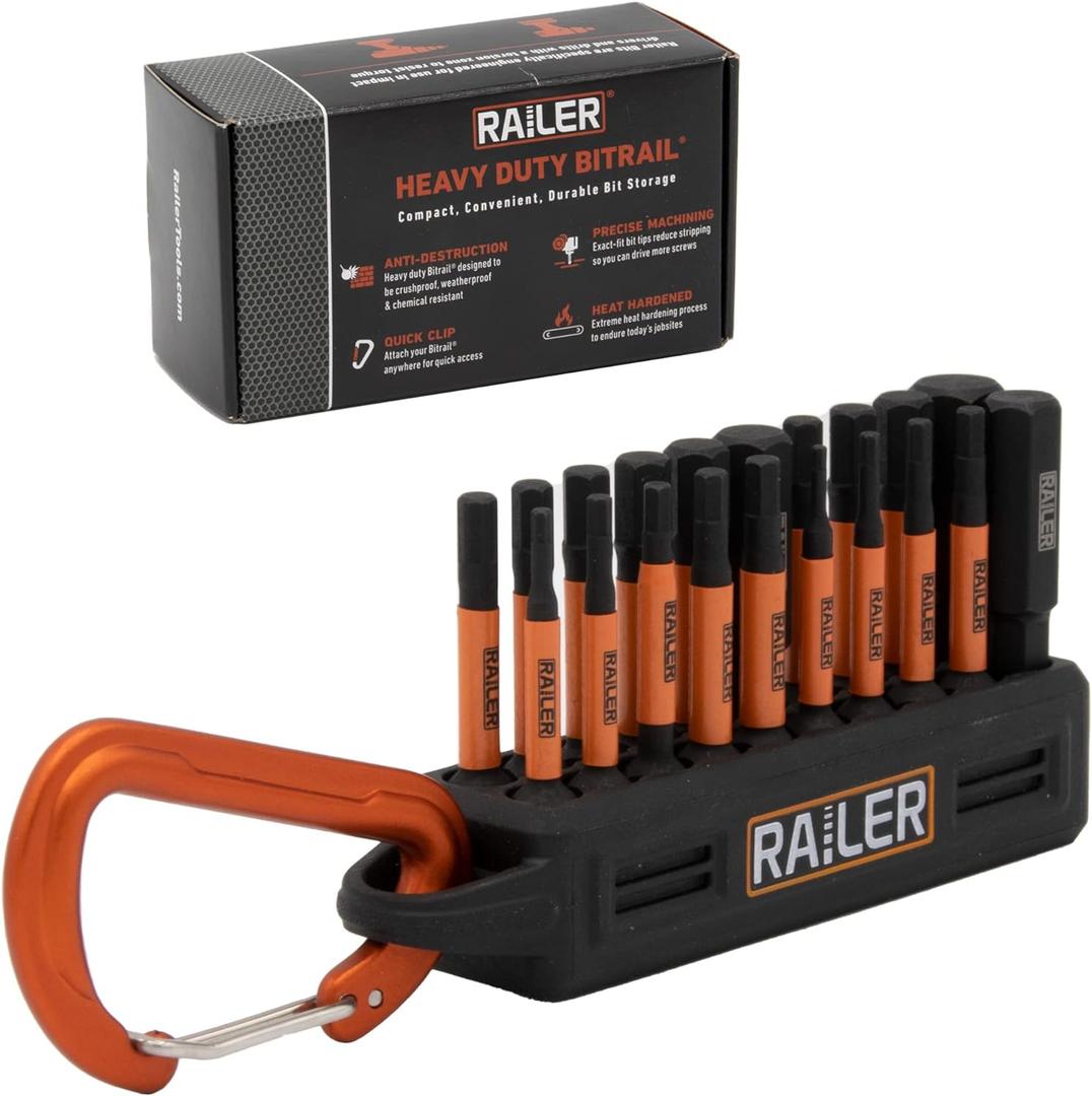 Railer Allen Wrench Hex Bit Set 2 Inch Impact Driver 20pc Hex Bit Set With Holder & Carabiner - Premium S2 Steel, Ideal For Furniture Screws