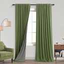 KOUFALL 92 Inch Blackout Curtains,Boho Olive Green Pleated Curtains for Bedroom Living Room 93 in Long 2 Panels Set