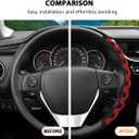 Car Steering Wheel Cover, 2PCS Anti-Slip Segmented Snap-on Vehicle Steering Wheel Protector, Comfortable Automotive Interior Decoration Accessories, Universal for Sedan Truck SUV (Red)