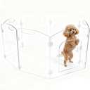 6 x Clear Acrylic Freestanding Dog Gates for The House Folding 6-Panels Pet Gates for Doorways, Indoor Stairs, and Hallways, Transparent Barrier for Dogs, Puppies, and Cats