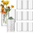 Vesici 12 Pcs Plastic Cylinder Vase 6 Inch Acrylic Cylinder Clear Flower Vase Bulk Hurricane Candle Holder Round Wide Container Centerpiece for Home Office Wedding Decorations