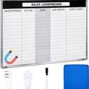 Lincia Sales Leaderboard Dry Erase Whiteboard Magnetic Dry Erase Board with Lines Sliding Marker Tray Aluminum Frame White Board Planner for Wall Sales Performance Recording Tracking Office Supplies