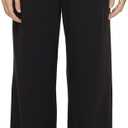 iniber Women's Comfy Pajama Pants Long Casual Drawstring Palazzo Lounge Pants Soft Wide Leg Bottoms (S, Black)