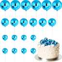 ASTARON 20 Pcs Disco Ball Cake Topper Decorations Sticks Blue Cake Balls Picks Toppers for Birthday Anniversary Disco Retired Theme Party Decorations