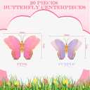 Wettarn 6 Pcs Butterfly Centerpieces for Tables Butterfly Party Decorations 3D Golden Table Toppers Centerpiece for Girl Party Birthday Baby Shower(12 x 9 In,10 x 7 In,Pink, Purple)