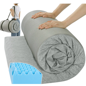 HOMBYS Thick Egg Crate Memory Foam Camping Mattress for Outdoor Sleeping, 3 Inch Roll Up Porable Pad Mat with Knitted Cover for Travel Truck Bed Tent