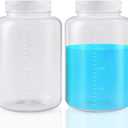 Tatuo 2 Pcs 64 oz 2000ml Polyethylene Reagent Bottle Plastic Sample Bottles with Screw Caps Translucent PE Sample Containers with Lid for Liquids, Laboratory, Storage at Home (Translucent)
