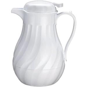 Winco 42oz Insulated Beverage Server, Push Button, White Swirl
