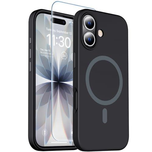 toaksi Magnetic for iPhone 17 Case [Compatible with MagSafe] [Soft Anti-Scratch Microfiber Lining],Premium Silicone with Screen Protector,Shockproof Protective Phone Case 6.3",Black