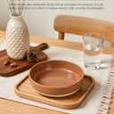 OTAGO 8" Stoneware Salad and Pasta Bowls Set of 6 with Partially Unglazed Base, Scratch Resistant Ceramic Dish Set, Microwave & Dishwasher Safe，Brown, 6 Pieces