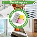 Jeymei 4-Pack Damp Clean Duster Sponge,Reusable Magic Dusting Sponge Brush for Cleaning Blinds, Glass, Baseboards,Vents,Railings,Mirrors,Window Track Grooves and Faucets (Grey,Yellow,Pink,Green)