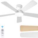 Amico Ceiling Fans with Lights, 42 Inch Low Profile Ceiling Fan with Light and Remote Control, Flush Mount, Reversible, 3CCT, Dimmable, Quiet, White Small Ceiling Fan for Bedroom Outdoor/Indoor Use