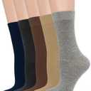 Women's Soft Thin Viscose Bamboo Crew Socks, Fit Stretchy Casual, Business, Dress Calf Sock 5 Pairs (US, Alpha, Medium, Regular, Regular, Assorted7)