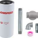 DICMIC 1200KTF7018 Fuel Filter Spin-on Particulate Replacement for Transfer Pump FR112 FR1210G FR610G 25 GPM 3/4 with 1200KTG9075 Filter Head and 3/4 ST Elbow and 3/4 x 7 Nipple