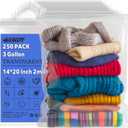 14"x20" Zip Bags 3 Gallon - 250PCS Large Resealable Plastic Bags for Storage, Clear Zipper Bag for Clothing, Food, Travel, and Organization