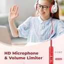 iClever HS19 Kids Headphones with Microphone, 74/85dBA Volume Limiter - Shareport - Over Ear Stereo Headphones for Kids Boys Girls, Foldable 3.5mm Jack Wired Headphone for iPad/School/Travel, White