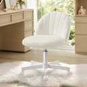 SONGMICS Office Chair, Swivel Makeup Vanity Desk Chair, Vanity Chair+Teddy Fleece