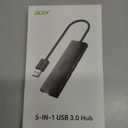 Acer USB Hub 4 Ports, Multiple USB 3.0 Hub, USBA Splitter for Laptop with Type C Power Port, Extender for A Port Laptop, PC, Desktop and More (2ft)