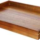 Gjinxi Acacia Wood Serving Tray 15.7 11.4Rectangle Wooden Platters Serving Trays Platter with Handles Wood Kitchen Dinner Platters Food Drinks Couch Ottoman Tray Charcuterie Snack Appetizer Plates