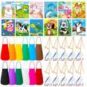 Ireer 84 Pcs Paint Party Set Include 12 Animal Pre Drawn Canvas, Brushes, Palettes, 12 Set Acrylic Paints, Apron Canvas, Painting Kit for Birthday Party Gift Creative Supplies(5 x 7 Inches)