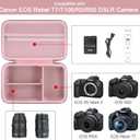 Camera Case Compatible with Canon EOS Rebel T7 / T100 / R50 / R100 / R5 / R6 Mark II / 90D DSLR Camera with 18-55mm Lens,Sony,Nikon DSLR Camera Protective Case with Shoulder Strap (Pink Case)