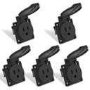 STARELO 5PCS 15Amp Power Outlet Receptacle NEMA 5-15R with Cover,125Volt 2 Pole 3Wire ,Weatherproof, Dustproof and Radiation Proof Power Outlet for Outdoor Use,ETL Listed.