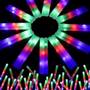 wellent 200 PCS LED Foam Glow Sticks Bulk, Glow in the Dark Party Supplies with 3 Modes Colorful Flashing, Neon Party Favors for Birthday, Wedding, Carnival, Concert, New Year