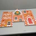 Soulchen 3 Pcs 39.4 Inch Gingerbread Backdrop Cardboard Cutout Gingerbread Man House Christmas Photo Booth Props Background Stand up Christmas Party Decorations Games for Party Supplies