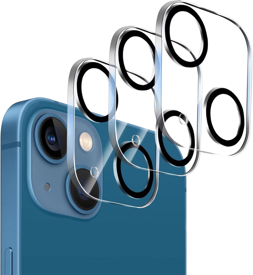 3 Pack Tempered Glass Camera Lens Protector for iPhone 13 6.1" & iPhone 13 Mini 5.4", Ultra HD, 9H Hardness, Anti-Scratch, Case Friendly, Easy to Install [No Affect on Night Shots] (Clear)