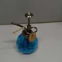 OFFIDIX Glass Watering Spray Bottle, 6.3" Tall Vintage Style with Bronze Plastic Top Pump One Hand Watering Can Spray Bottle (Light Blue)