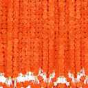 6 Pcs 5 Ft Artificial Marigold Flowers Garland, Dia de Los Muertos Faux Garlands Diwali Decoration with Pendant Bell for Indian American Wedding Party Mantle Decor (Dark Orange)