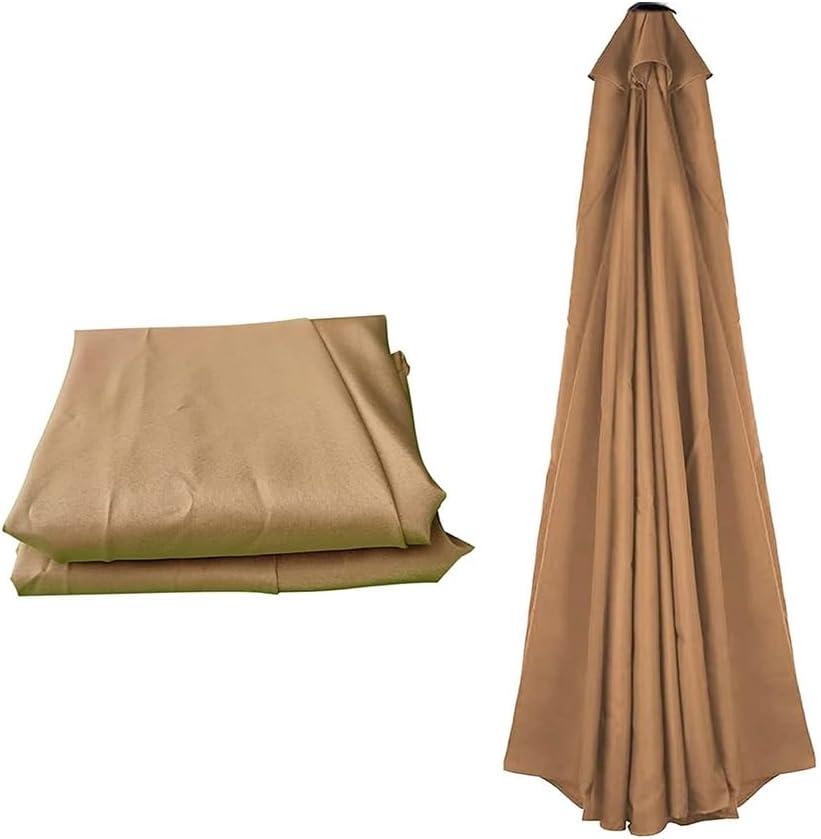 HCZION 6 Ribs Replacement Patio Umbrella Canvas Market Table Umbrella Replacement Top Outdoor Beach Umbrella Parasol Top Cover 6.5ft/9ft/10ft (Color : Khaki, Size : 270cm/9ft-8 Ribs)